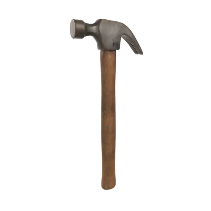 Wooden handle claw hammer 3D model high carbon steel hammer site hammer AR tool 3D model preview on Freecreat