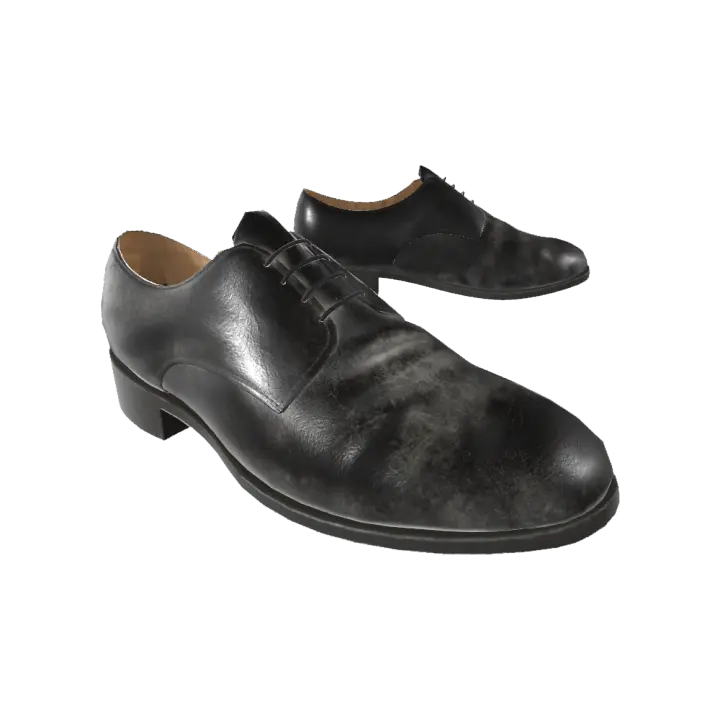 Old Leather Shoes Lace-up Casual Shoes Retro Shoes 3D Model AR Shoes British Big Head Shoes 3D model preview on Freecreat
