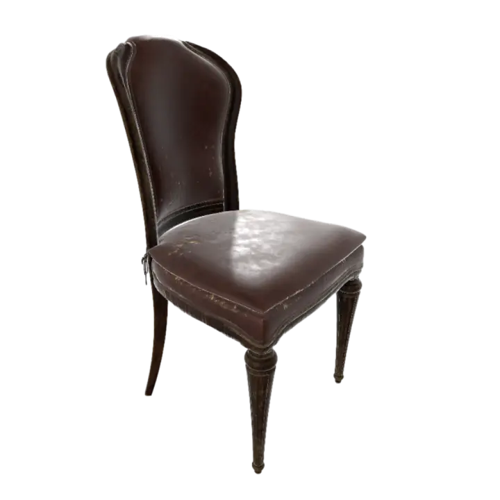 European Style Retro Dining Chair 3D Model Backrest Chair Solid Wood Chair Soft Cushion Chair AR Furniture Gothic Style 3D model preview on Freecreat
