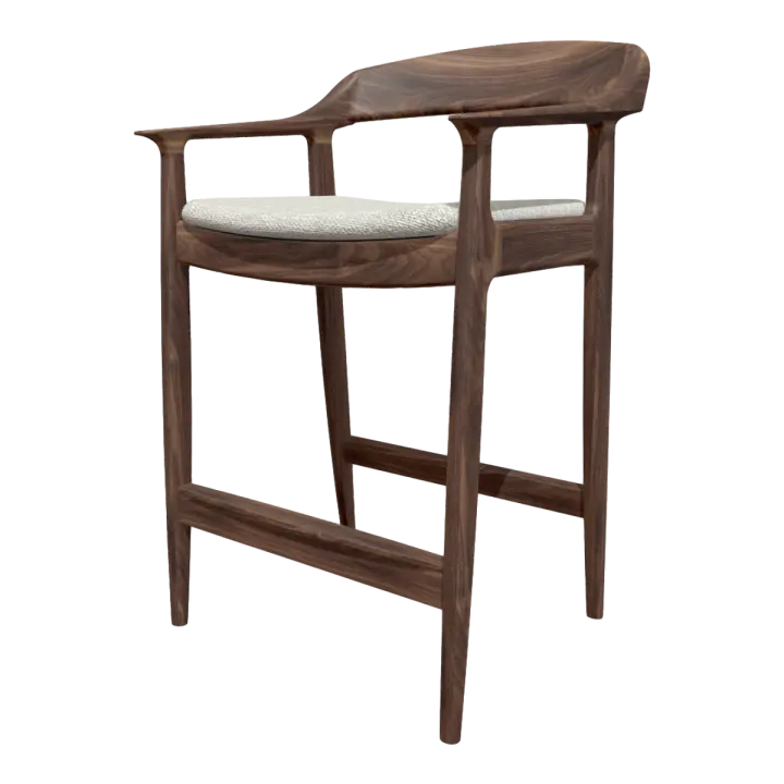 Nordic Style Solid Wood Dining Chair Italian Backrest Chair Upholstered Leisure Chair 3D model preview on Freecreat