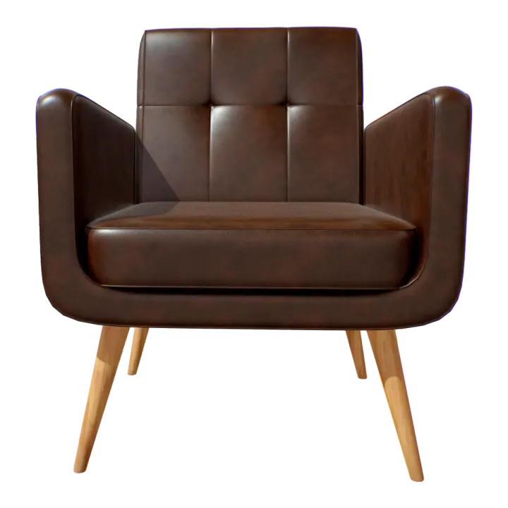 Dark Brown Simple Single Leather Sofa Chair 3D model preview on Freecreat