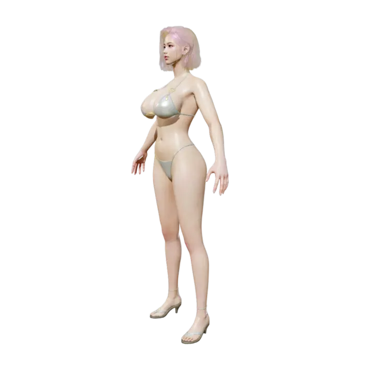Korean girl in swimsuit 3D model preview on Freecreat