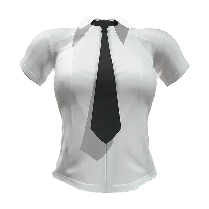 White college style slim fit tie shirt short sleeved JK uniform 3D model preview on Freecreat