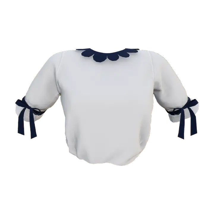 Baby collar bow white short sleeved top 3D model preview on Freecreat