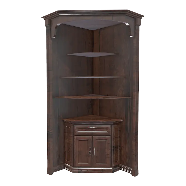Nordic classical solid wood double door drawer corner display cabinet 3D model preview on Freecreat