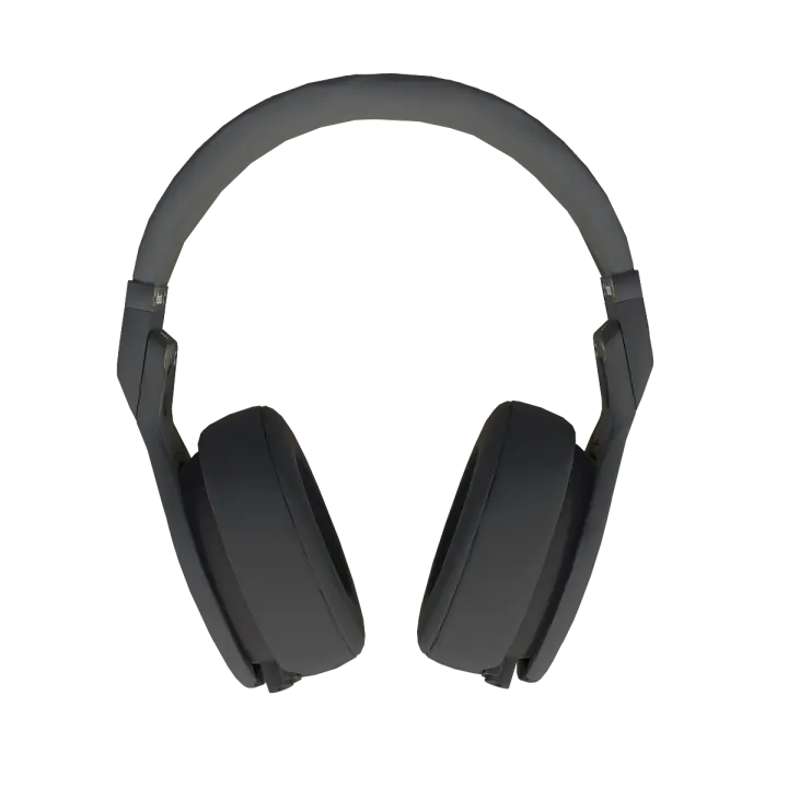 Modern Head mounted Bluetooth Noise cancelling Earphones in Black 3D model preview on Freecreat