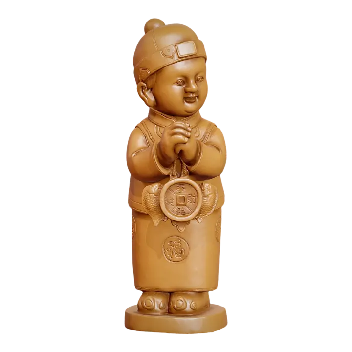 Chinese Classical Golden Boy and Jade Girl Clay Sculpture - Boy Boy 3D model preview on Freecreat