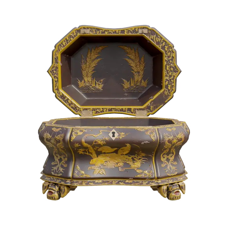 Japanese antique lacquer box 3D model preview on Freecreat