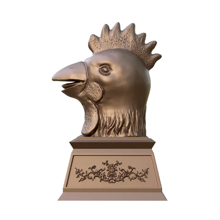 Bronze statue of the twelve zodiac animal heads in Yuanmingyuan - chicken head 3D model preview on Freecreat