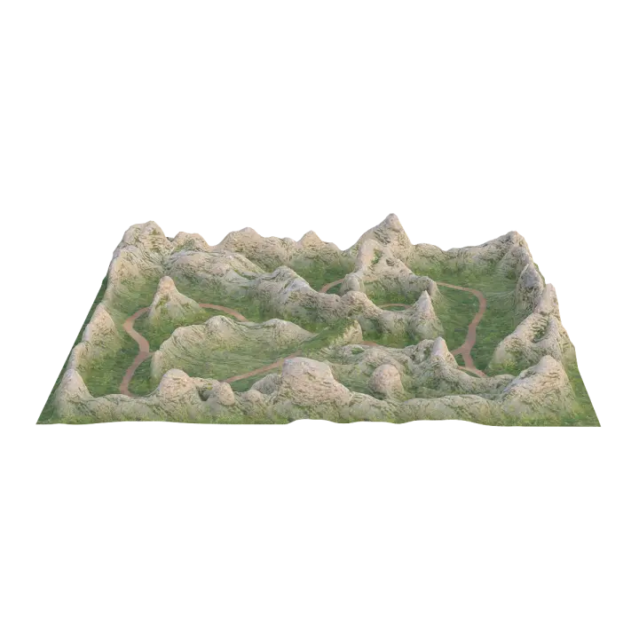 Mountain path scene 3D model preview on Freecreat