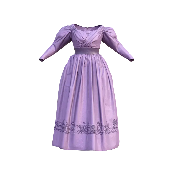 1830’s purple ladies evening dress 3D model preview on Freecreat