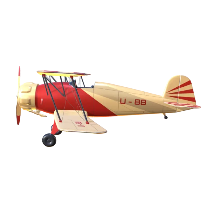 Double winged civilian aircraft Bucker Bu 133 3D model preview on Freecreat