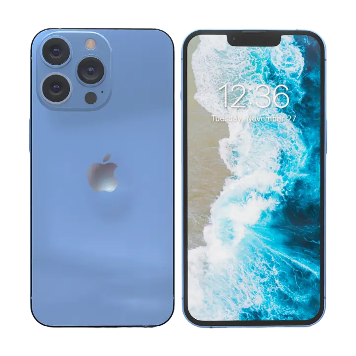 IPhone 13 Pro Max Far Peak Blue 3D model preview on Freecreat