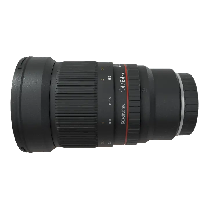 Wide angle fixed focus lens Rokinon 24mm F1.4 ED AS IF UMC 3D model preview on Freecreat