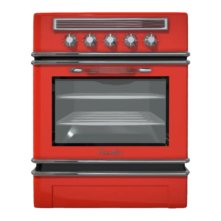 Red retro oven 3D model preview on Freecreat