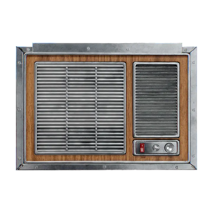 Old-fashioned window air conditioner 3D model preview on Freecreat
