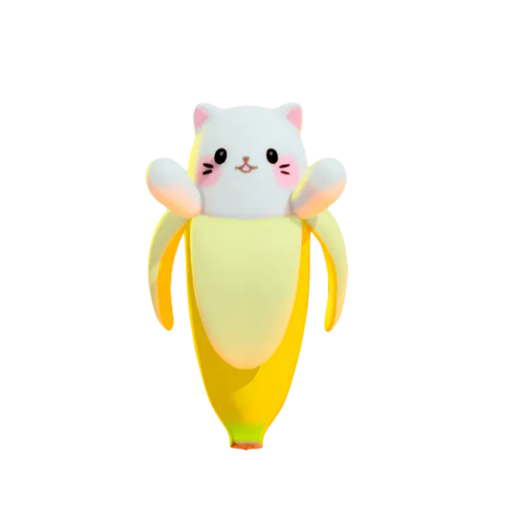 Q version of the cute cartoon banana 3D model 3D model preview on Freecreat