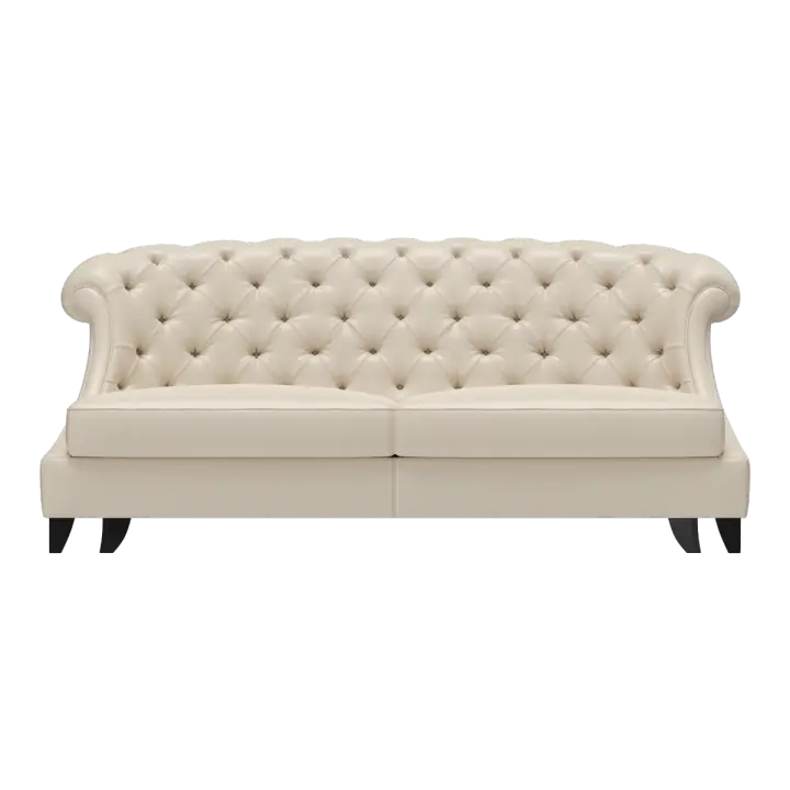 Pure White American Country Leather Art Three-Seat Buckle Sofa 3D model preview on Freecreat