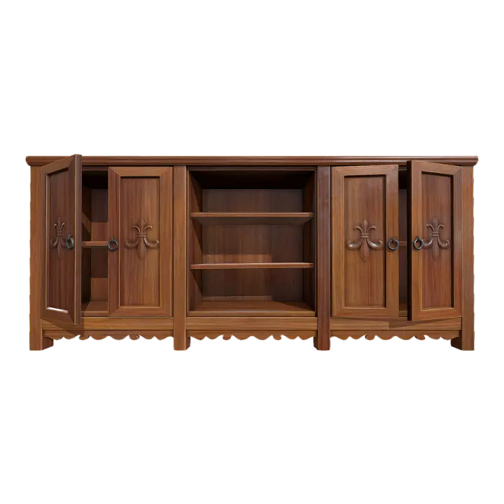 Red Walnut Classical European-style Four-door Sideboard Locker 3D model preview on Freecreat