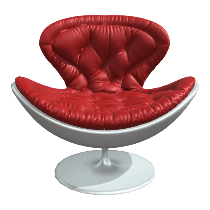 Soft Pleated Red Casual Eggshell Chair 3D model preview on Freecreat