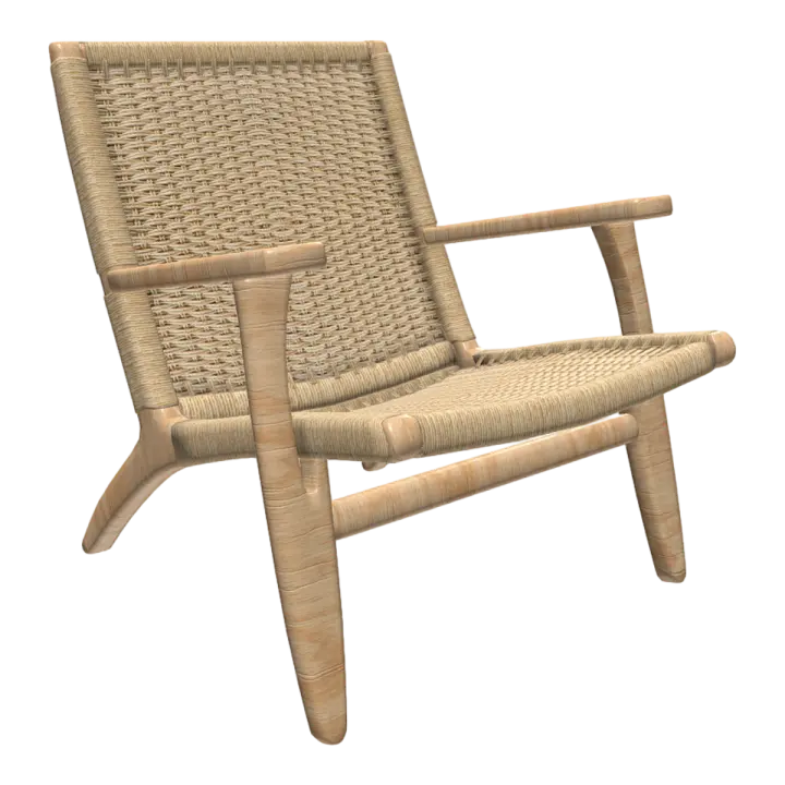 Nordic Homestay Rattan Chair Balcony Leisure Chair Lazy Chair Log Color Rope Chair 3D model preview on Freecreat