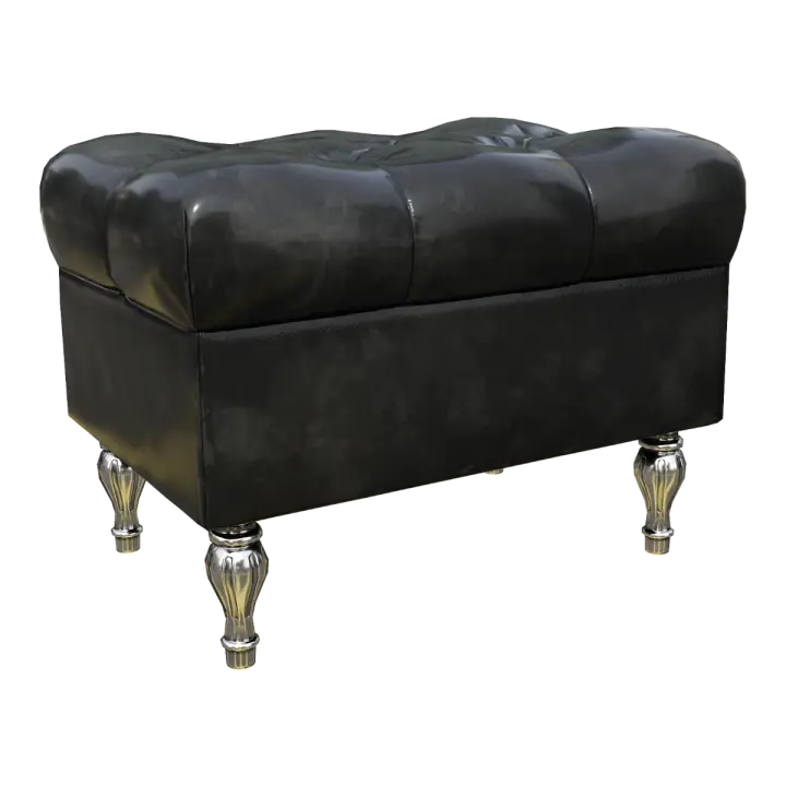 European Style Black Leather Ottoman Shoe Changing Stool Barber Shop Rest Stool 3D model preview on Freecreat