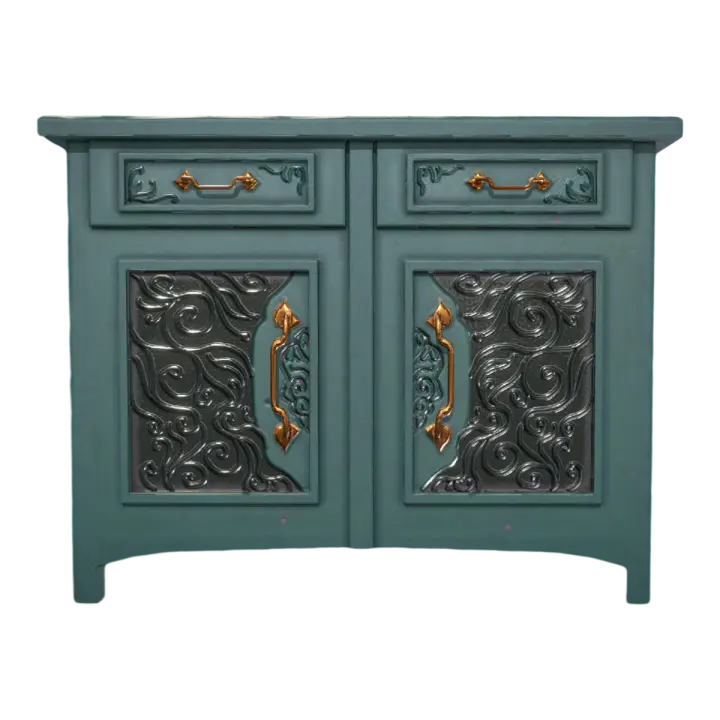 French Country Vintage Antique Entrance Cabinet Mediterranean Sideboard 3D model preview on Freecreat