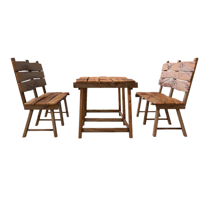 thick board table and chair anticorrosive wood bar table and chair outdoor leisure table and chair combination 3D model preview on Freecreat