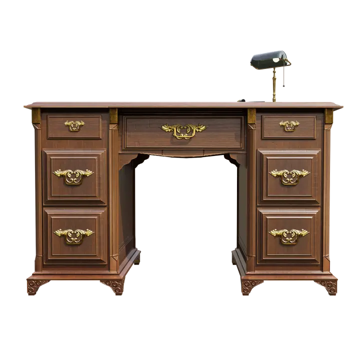 European-style Solid Wood Desk Drawer Table Desk Classical Style 3D model preview on Freecreat