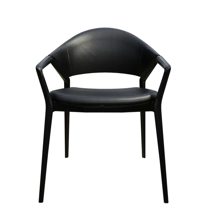 Black Oilskin Saddle Chair Dining Chair Household Restaurant Backrest Chair 3D model preview on Freecreat