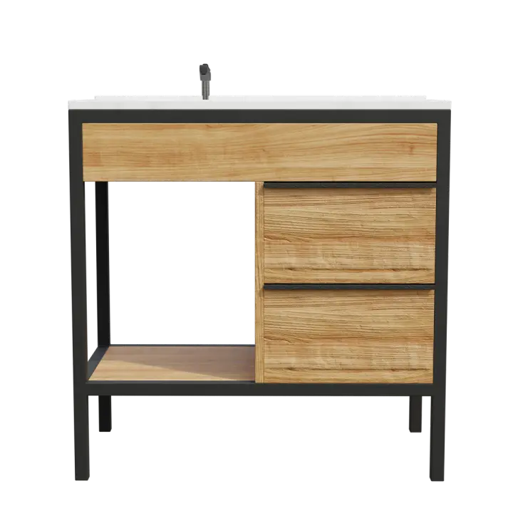 Wrought Iron Vintage Industrial Style LOFT Rock Board Bathroom Cabinet Combination Wash Basin 3D model preview on Freecreat