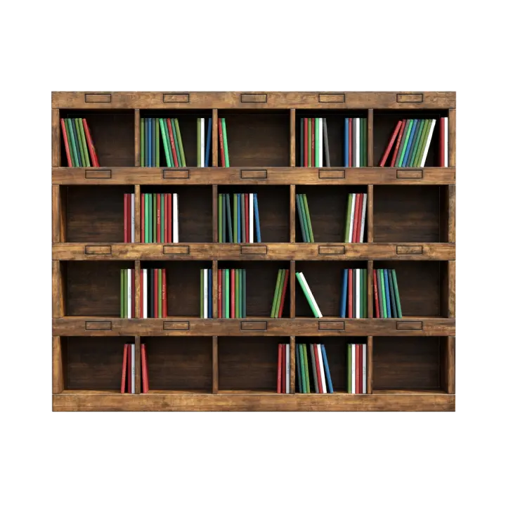 Library Solid Wood Bookshelf Multi-layer Storage Rack Plaid Display Rack 3D model preview on Freecreat