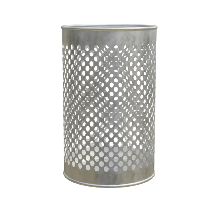 Stainless Steel Trash Bin with Holes Punched Hollow Round Waste Paper Basket Household Toilet 3D model preview on Freecreat