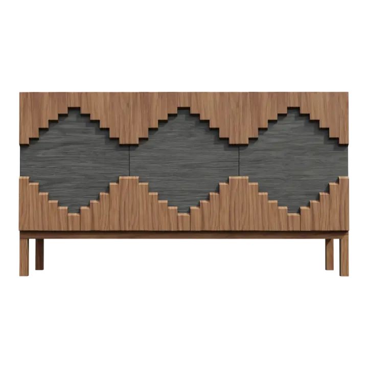 Modern Creative Geometric Solid Wood TV Cabinet Spliced Color Floor Cabinet 3D model preview on Freecreat
