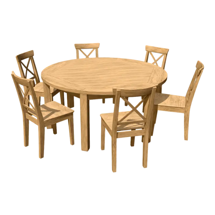 Solid wood full dining table and chair 3D model 3D model preview on Freecreat