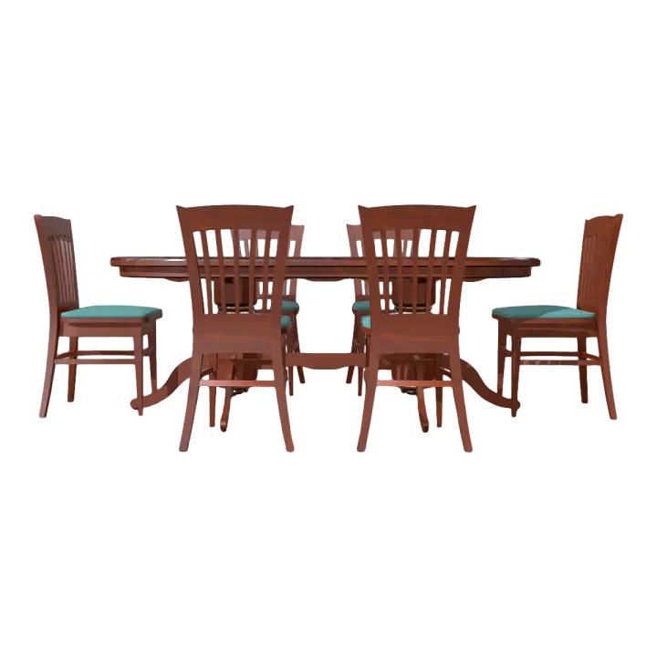 New Chinese Oval Walnut Combination Dining Table and Chair 3D model preview on Freecreat