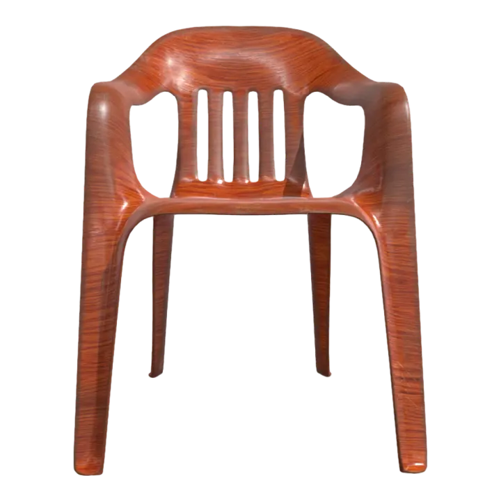 Casual imitation wood grain plastic backrest armchair 3D model preview on Freecreat