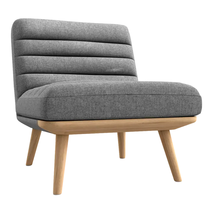 Modern Nordic Grey Fabric Single Backrest Chair 3D model preview on Freecreat