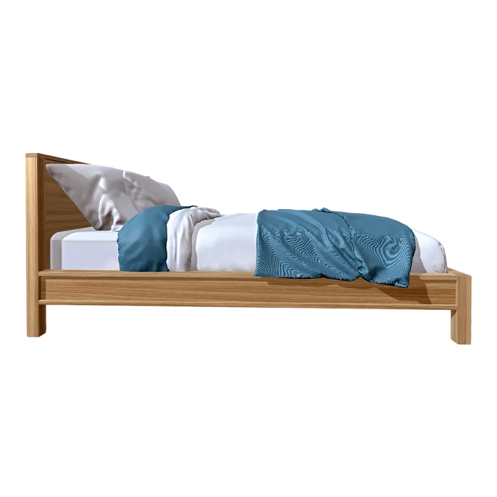 Japanese Style Simple Full Solid Wood Double Bed with Backrest 3D model preview on Freecreat