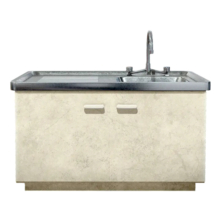 Simple distressed washboard laundry basin integrated marble laundry cabinet 3D model preview on Freecreat