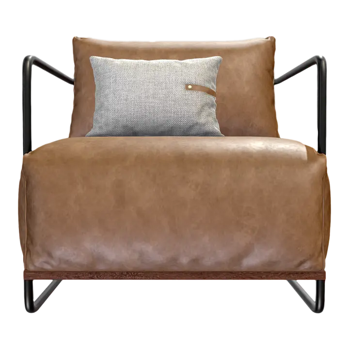 Italian Industrial Simple Soil Brown Leather Soft Bag Backrest Sofa Chair 3D model preview on Freecreat