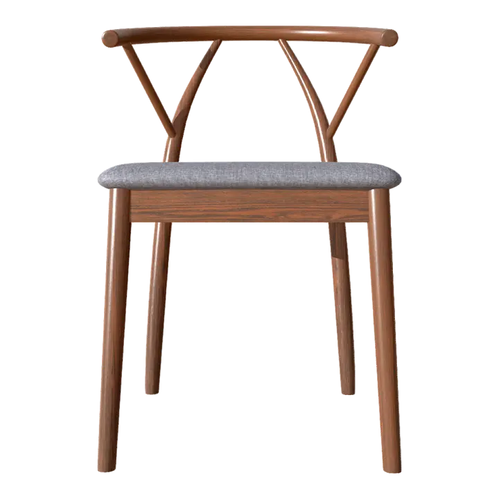 Simple Silky Style Grey Fabric Upholstered Solid Wooden Chair Japanese Style Backrest Chair 3D model preview on Freecreat