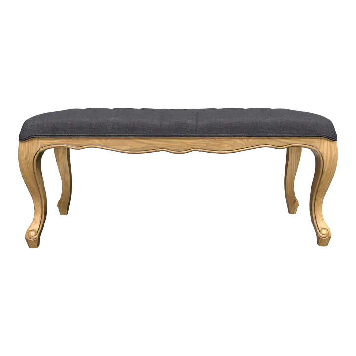 Simple Retro American Style dark gray Fabric Buckle Soft Bag Stool Solid Wood Sofa Bench 3D model preview on Freecreat