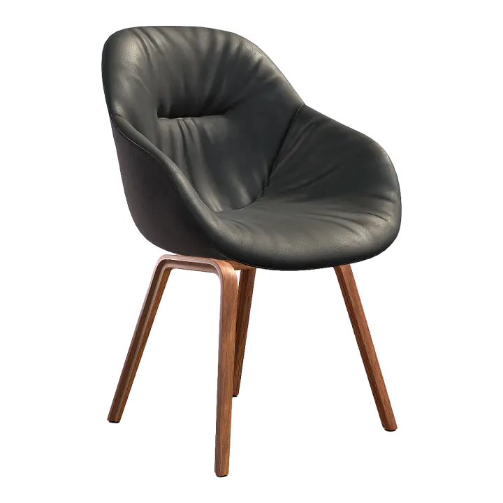 Minimalist Light Luxury Black Leather Soft Chair Casual Backrest Chair 3D model preview on Freecreat