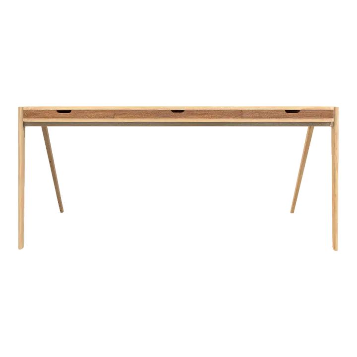 Minimalist Log Style Nordic Solid Wood Round Long Table Nail Table Bedroom Makeup Table 3D model preview on Freecreat