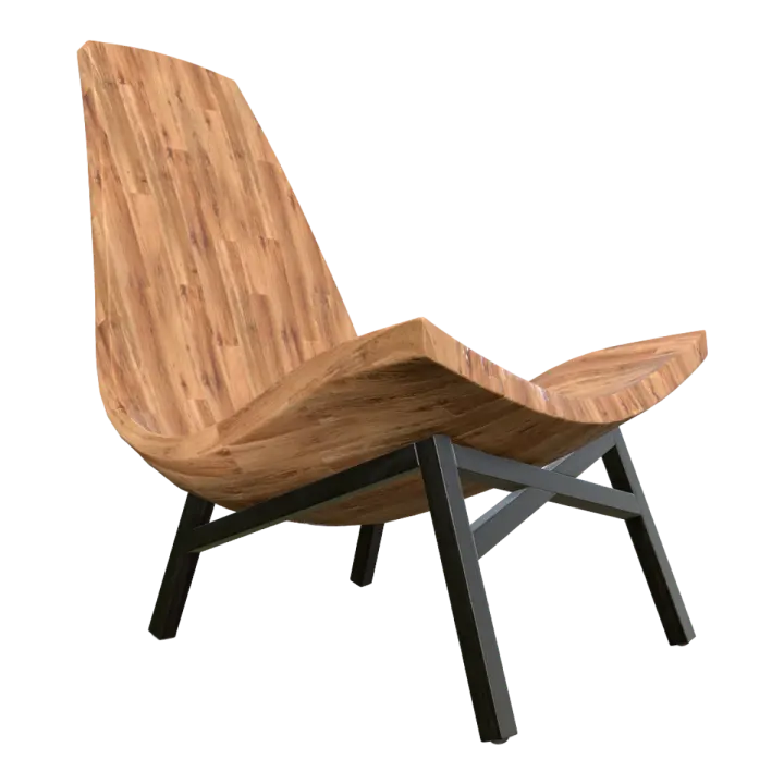 Modern Simple Nordic Antique Solid Wood Backrest Chair Iron Leisure Chair 3D model preview on Freecreat