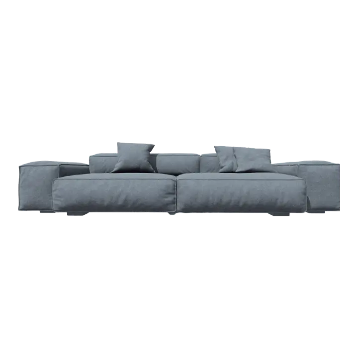 Modern Simple Nordic Style Grey Fabric Soft Bag Tofu Block Double Straight Sofa 3D model preview on Freecreat