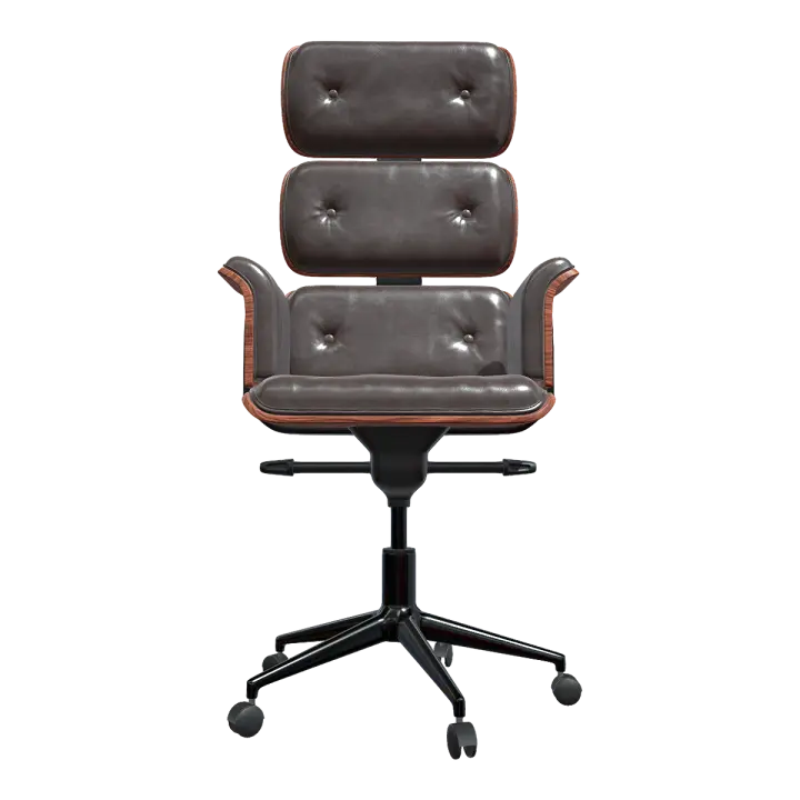 Vintage Coffee Leather Soft Bag High Back Backrest Chair Antique Roller Swivel Office Chair 3D model preview on Freecreat