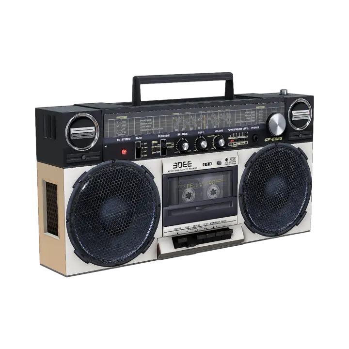 Sanyo Retro Portable Tape Radio 3D model preview on Freecreat