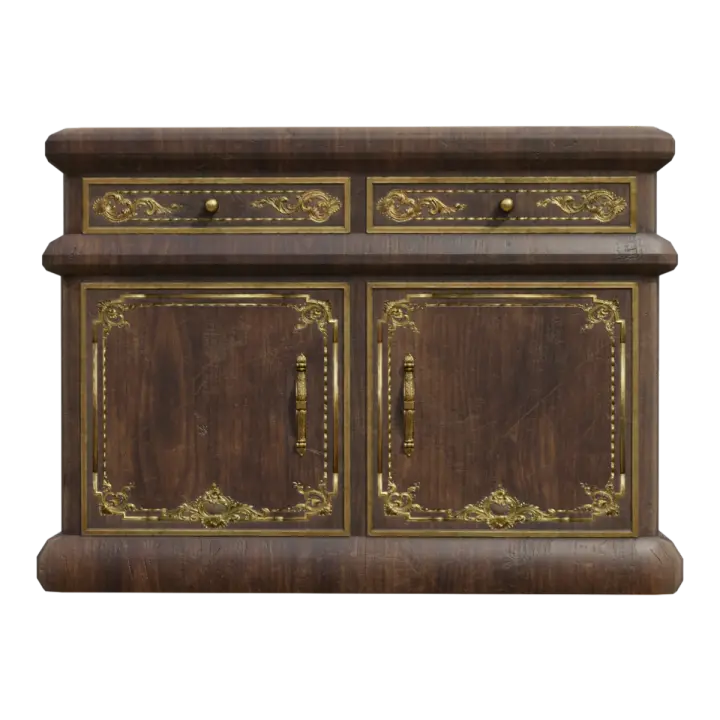 European antique cutlery cabinet, cabinet, low cabinet 3D model preview on Freecreat
